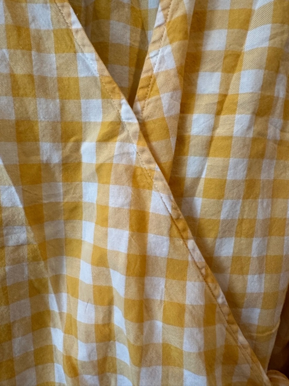 MADEWELL Yellow Gingham Plaid Wrap-Top Cottagecore 🍄 XL Fine Cotton Sash-Tie - Picture 5 of 10
